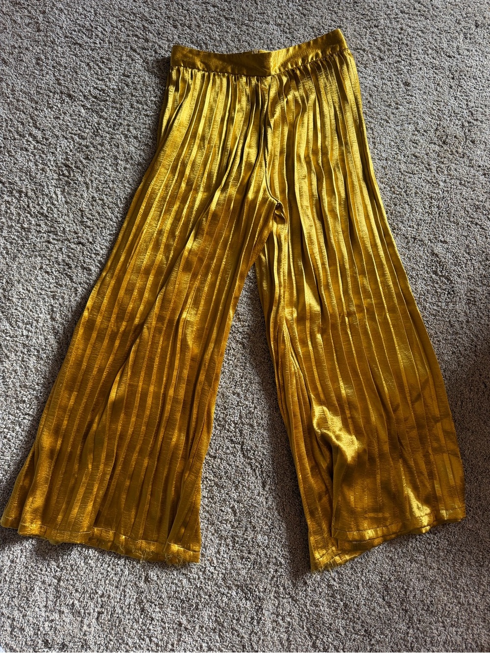 Nasty Gal Golden Metallic Wide-Leg Pleated Pants
